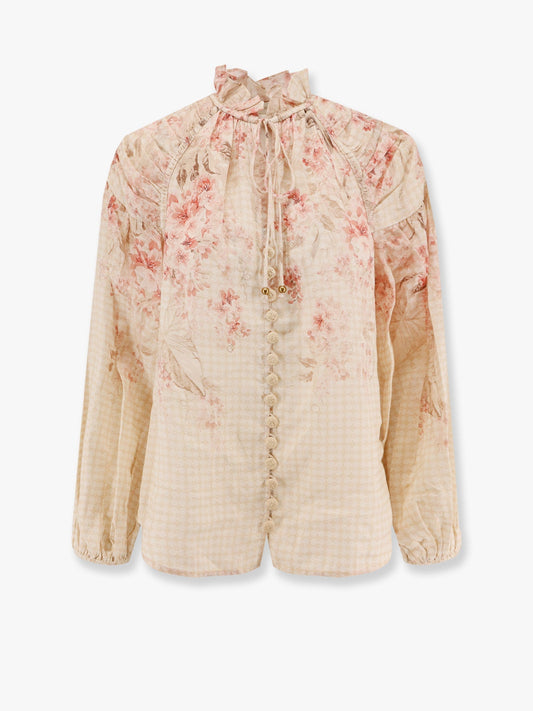 Zimmermann Illuminate Billow Ramiè Shirt With Floral Print