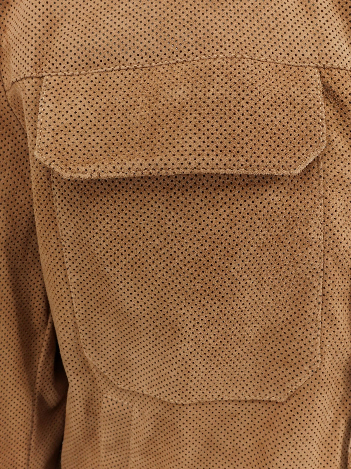 Boss Merfo perforated suede jacket - Mediumbeige