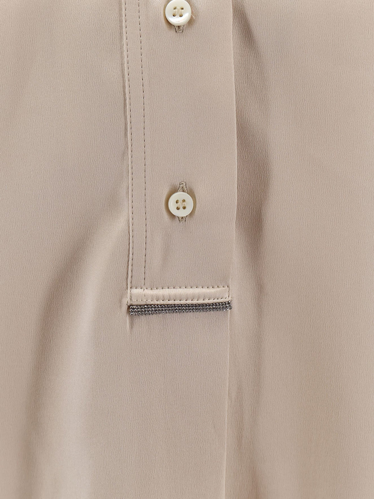 Brunello Cucinelli Silk shirt with Monili detail - Sand