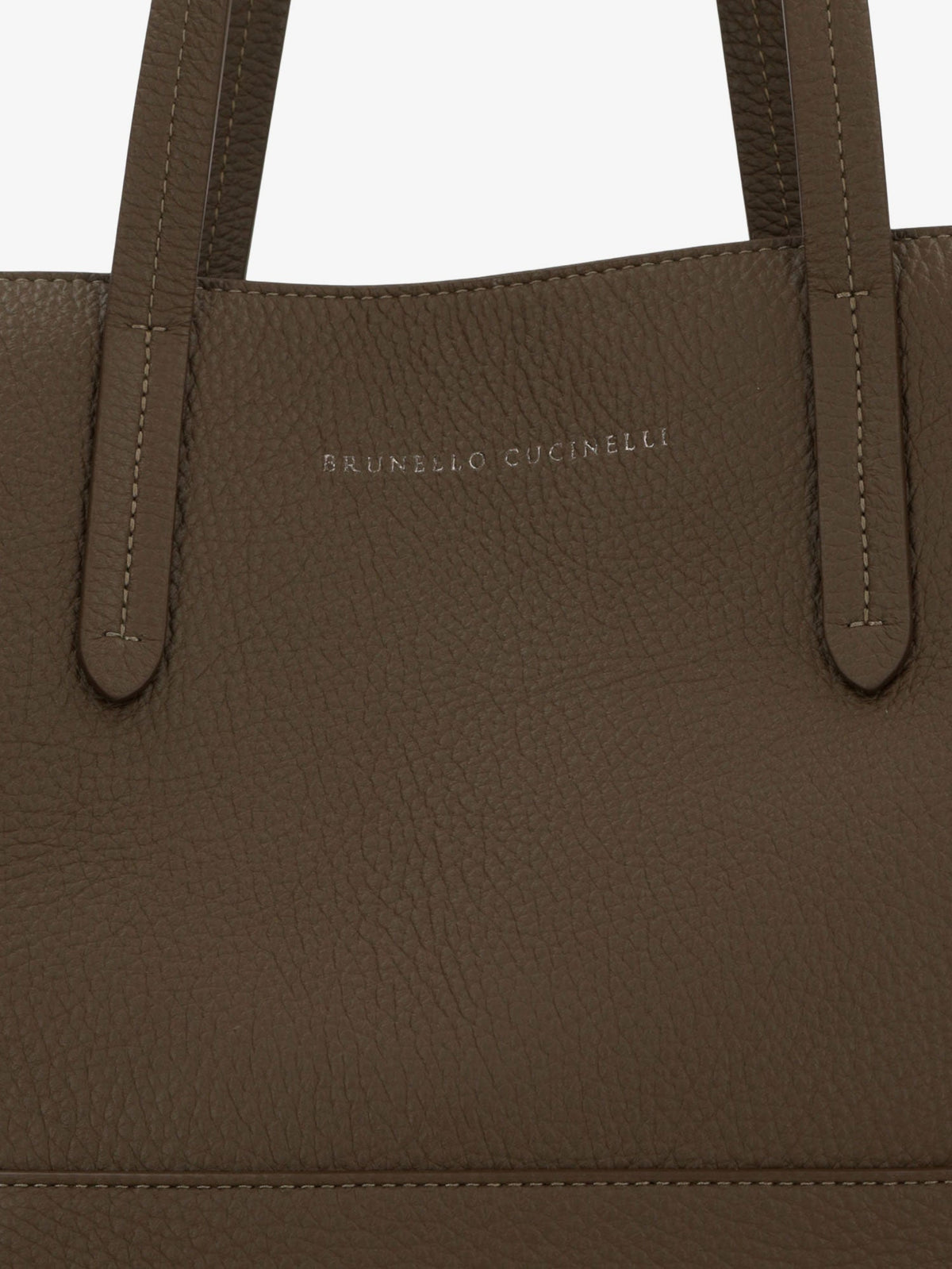 Brunello Cucinelli BC Duo hammered leather shoulder bag - Mud