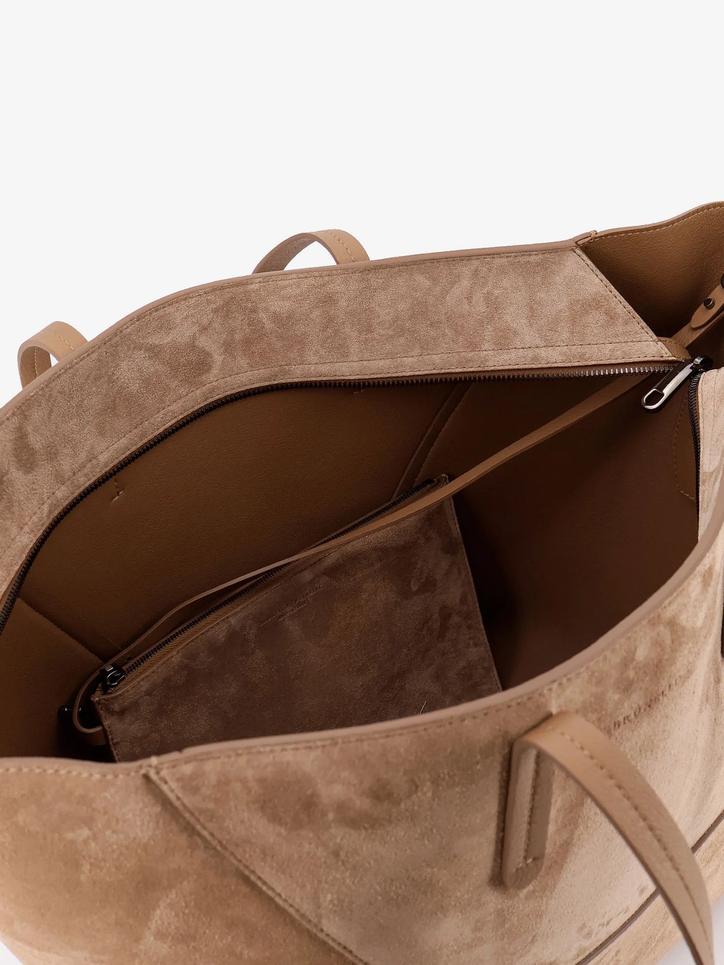 Brunello Cucinelli Bc Duo Suede Shoulder Bag With Engraved Logo
