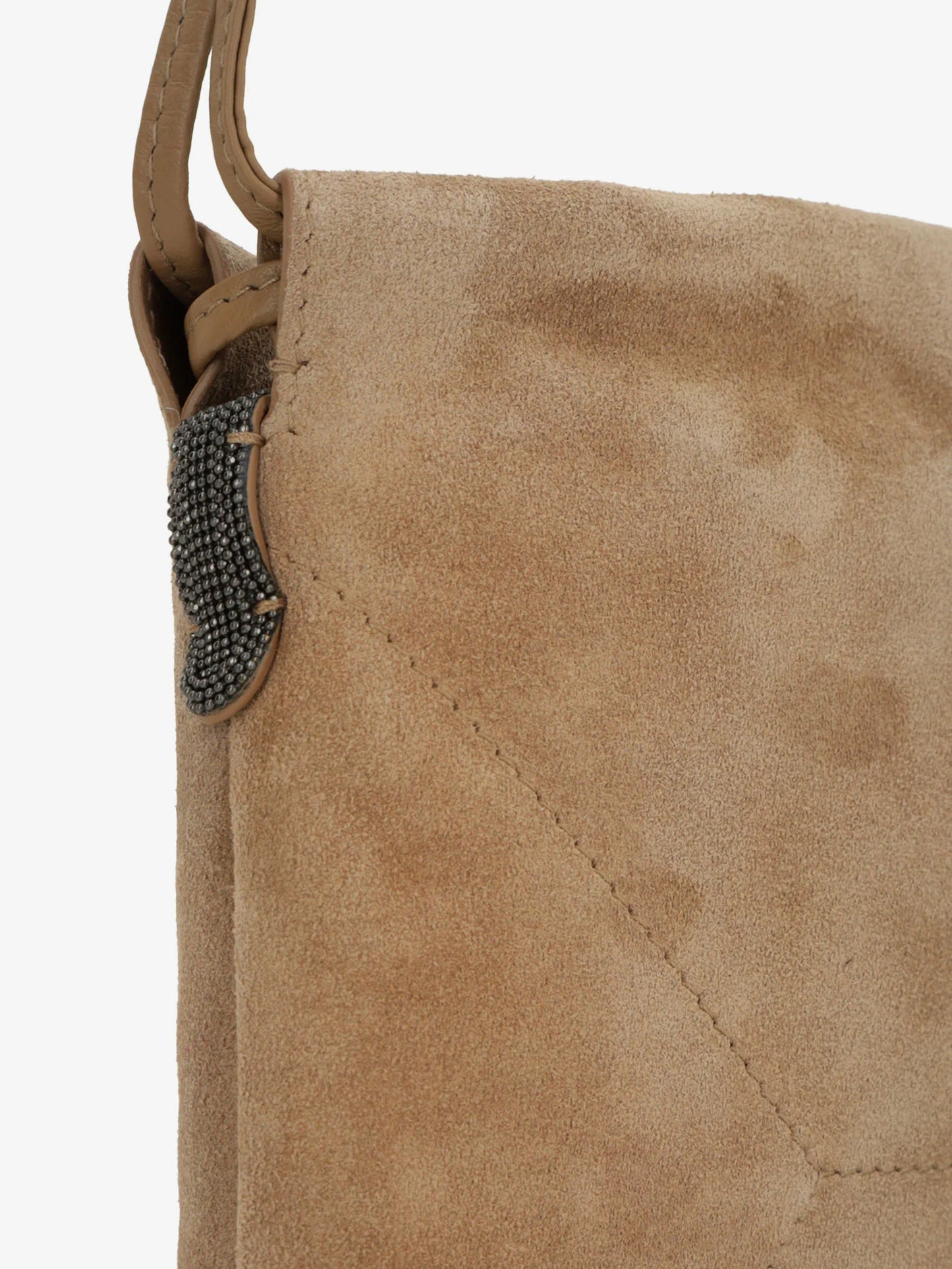BRUNELLO CUCINELLI - Suede shoulder bag with logo on the front