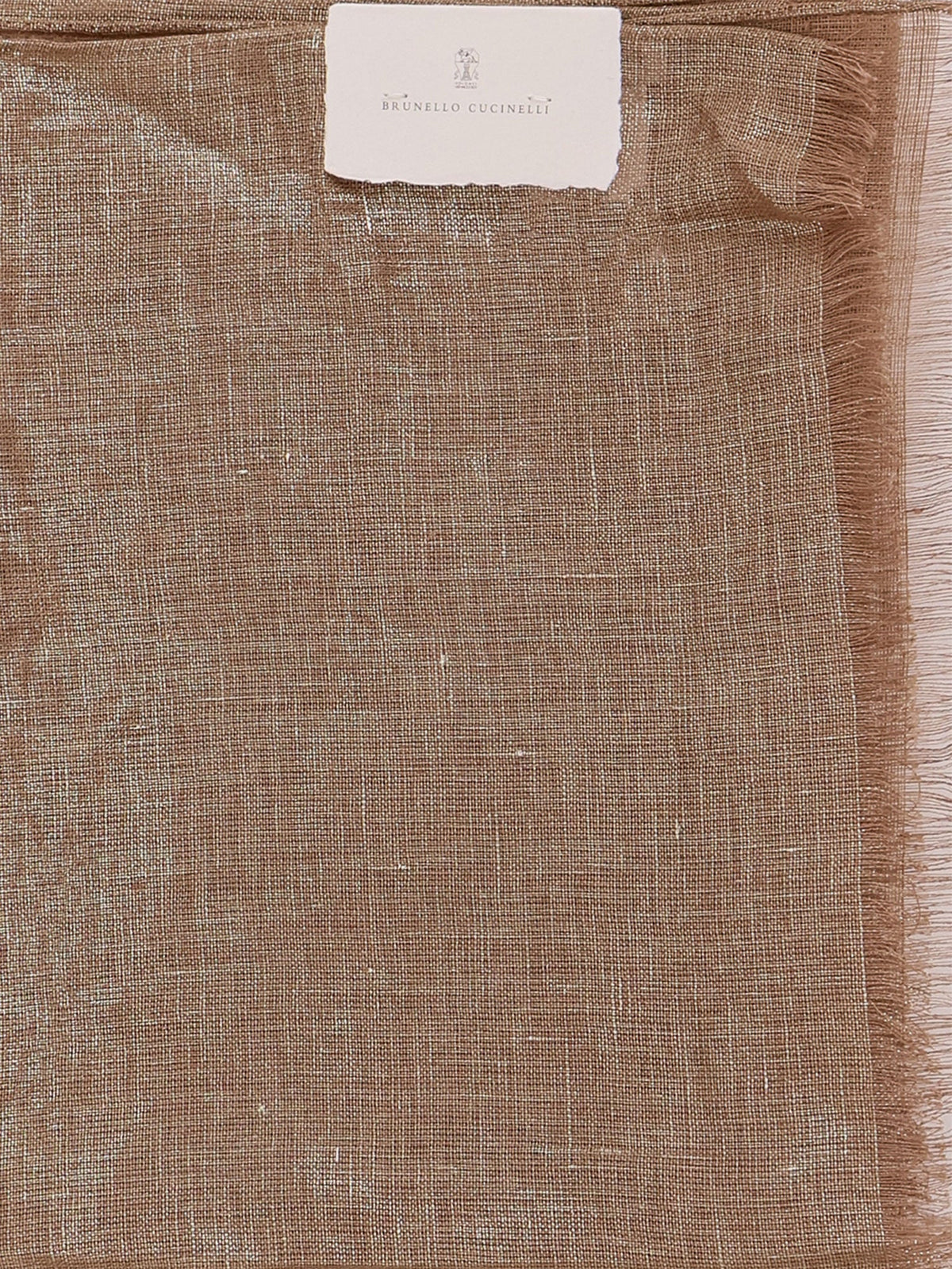 Brunello Cucinelli Lurex linen scarf - Camel