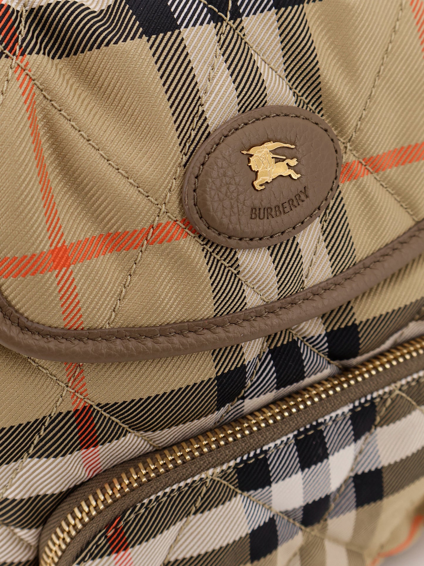 Burberry Horseshoe Nylon Backpack With Check Pattern