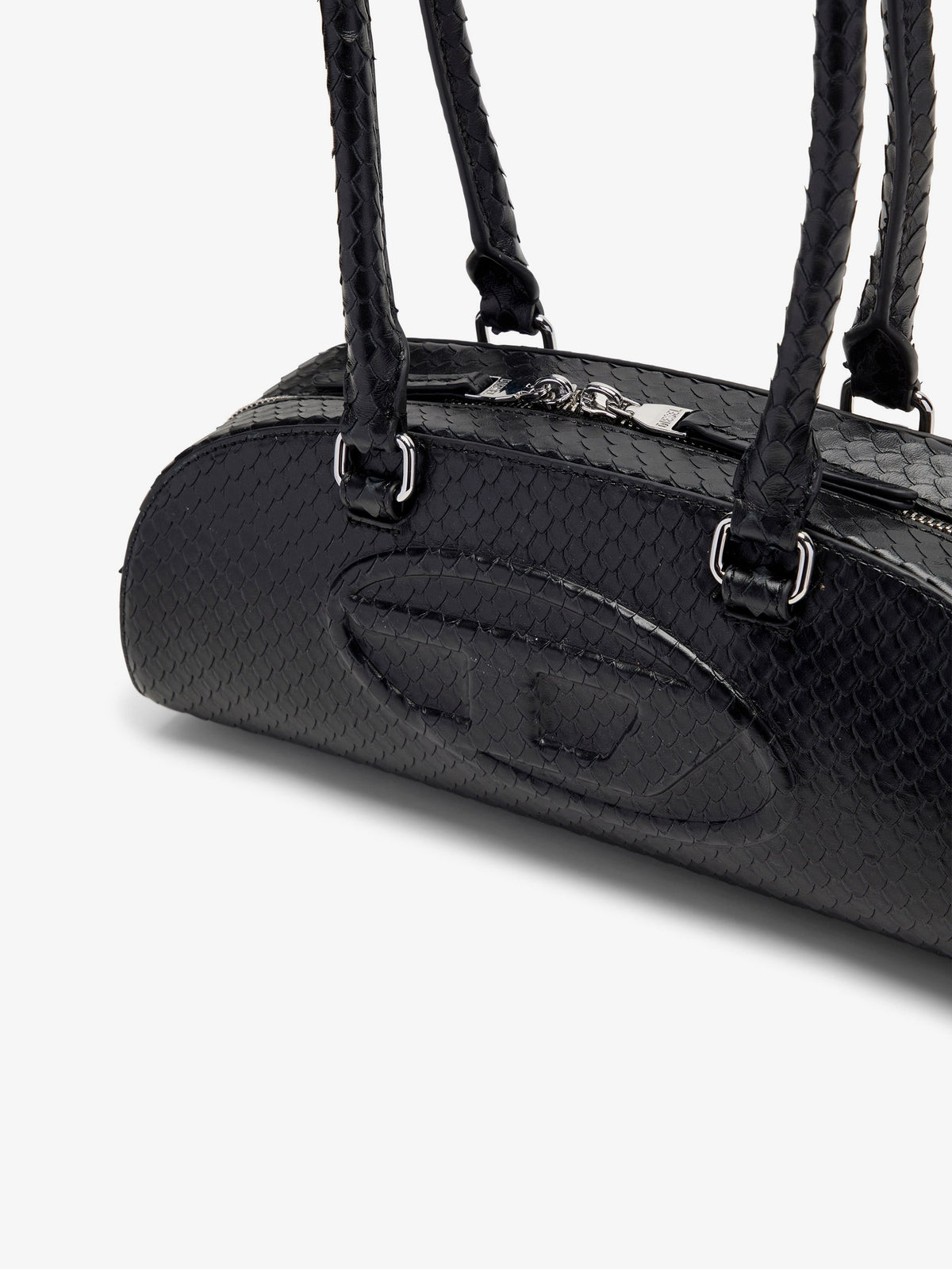 Diesel 1DR python effect leather shoulder bag - Black