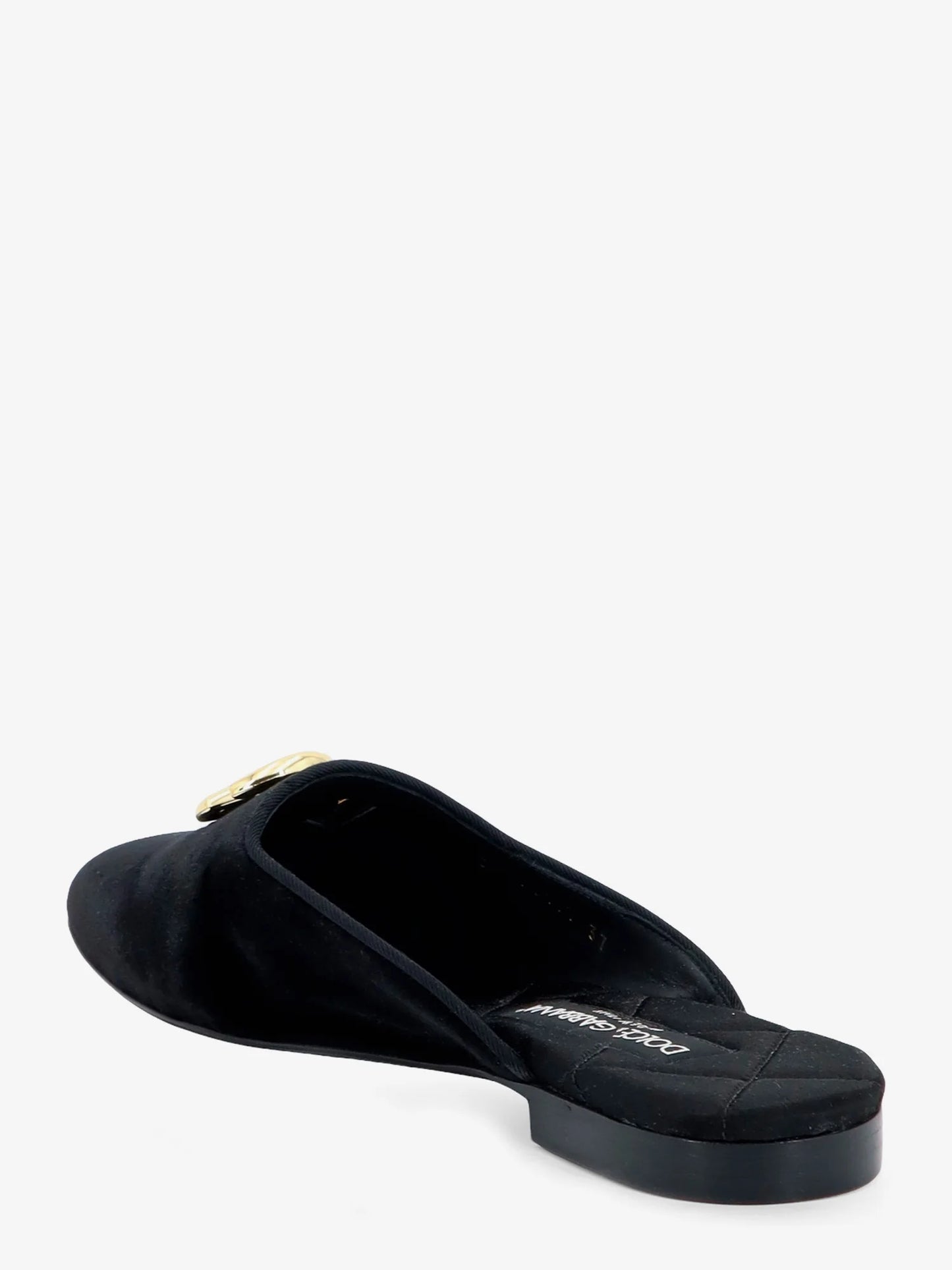 Dolce & Gabbana Velvet Sabot With Metal Dg Logo