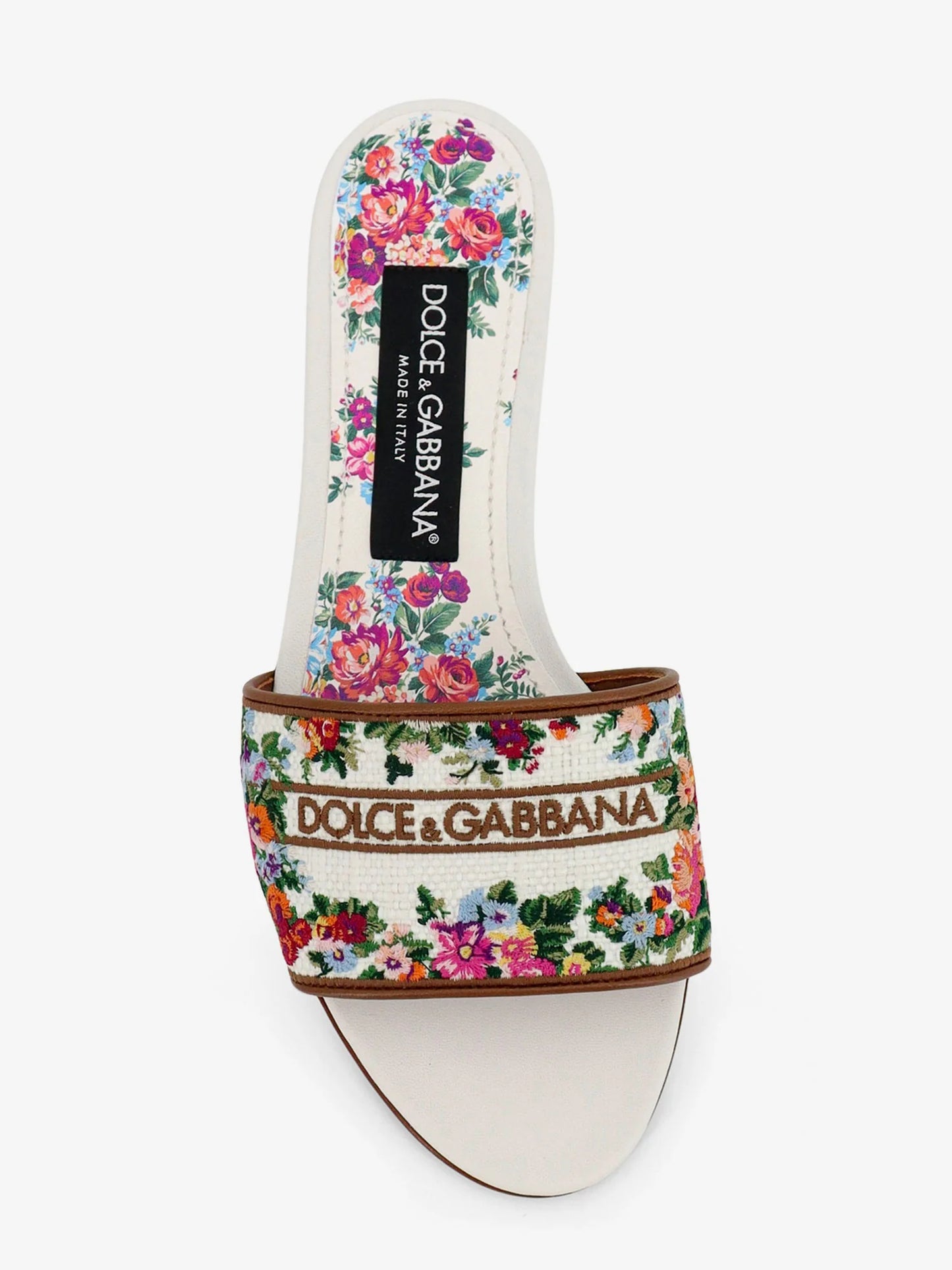 Dolce & Gabbana Canvas Sandals With All Over Embroidery