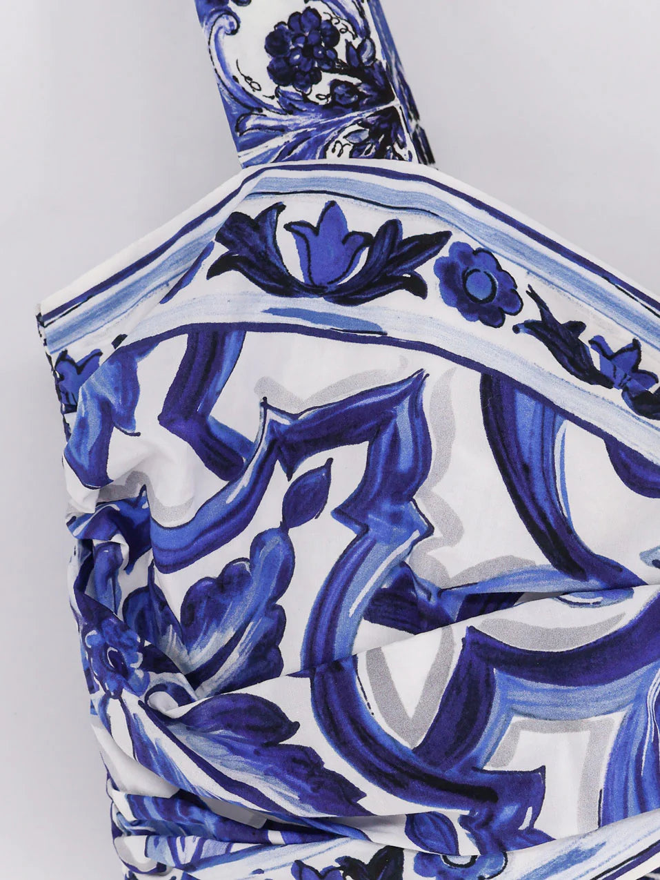 Dolce & Gabbana Cropped Cotton Top With Maiolica Print