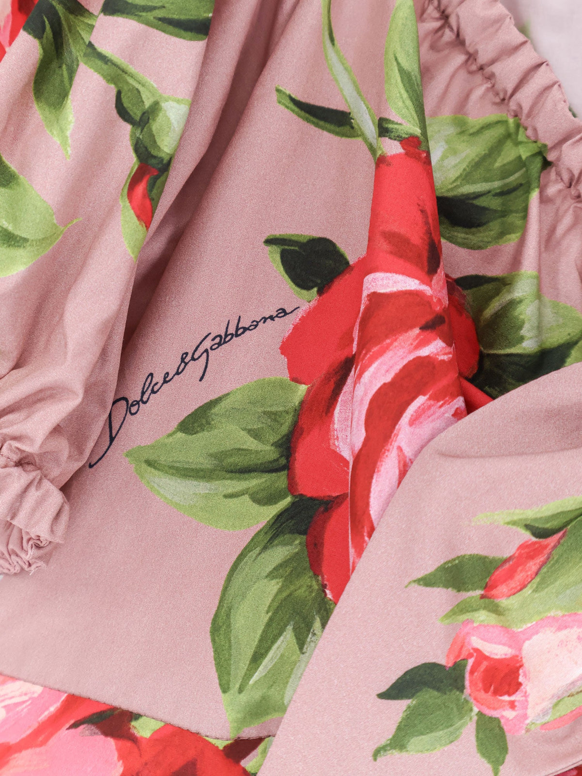Dolce & Gabbana Cotton top with iconic print - Bouquet Rose Rosa