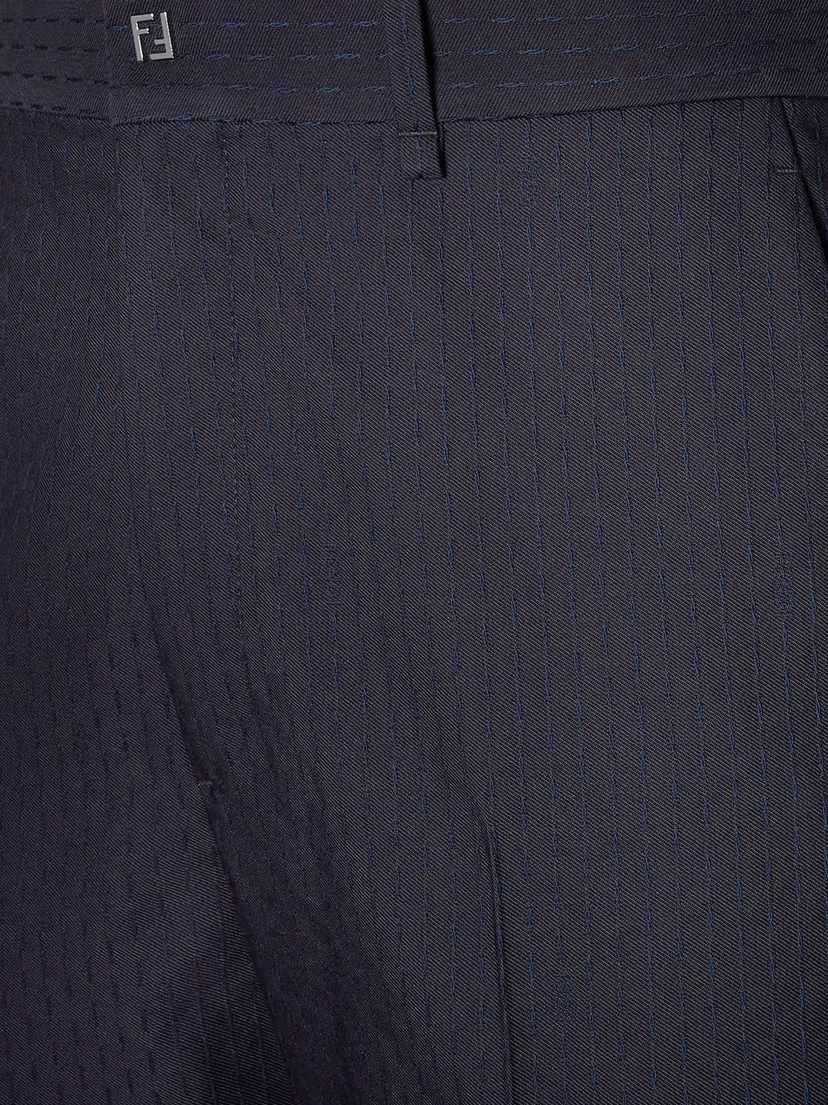 Fendi Trousers Wool Tonal Stitching - Abisso