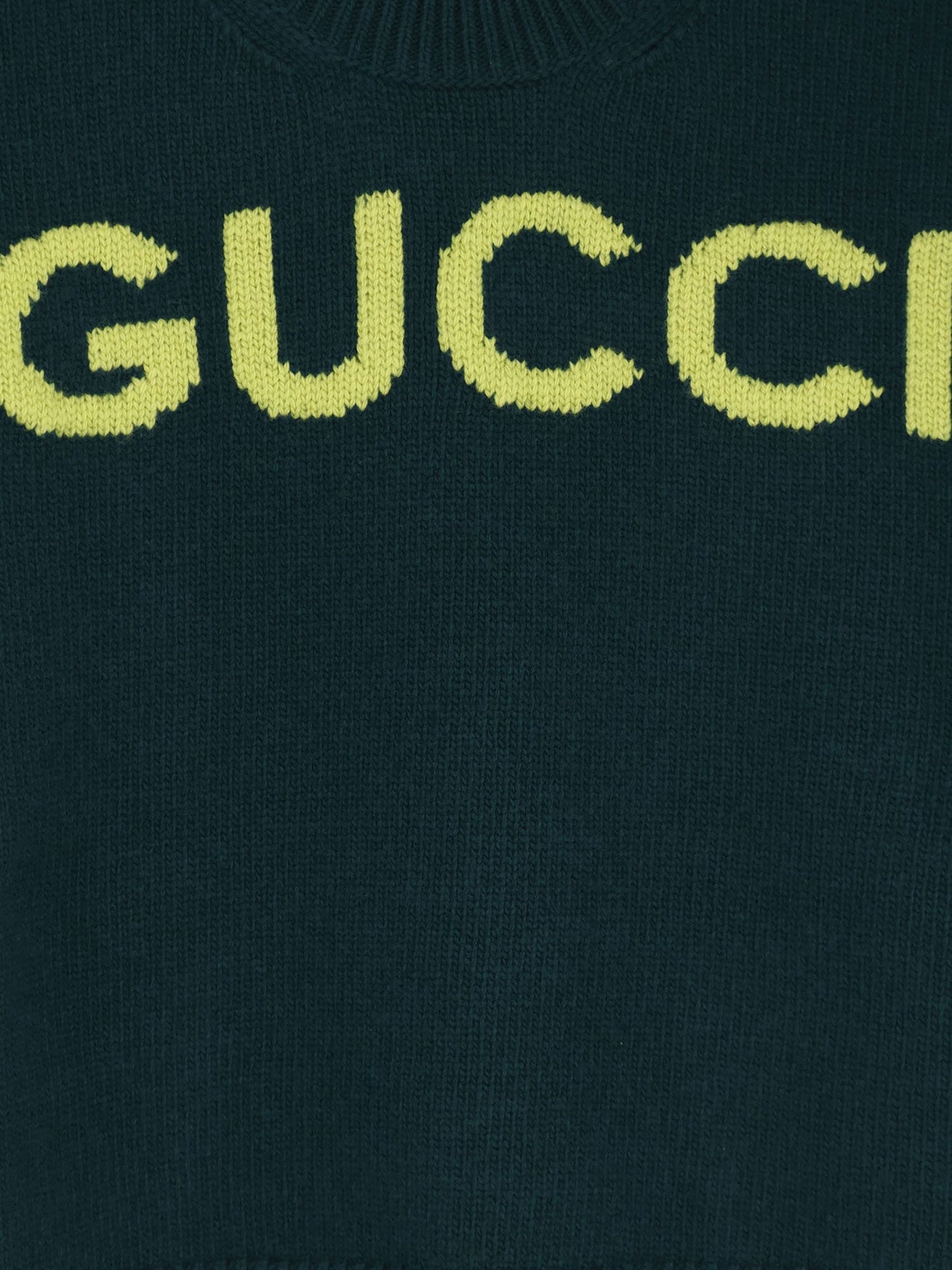 Gucci Wool sweater with frontal logo embroidery - Pine Green