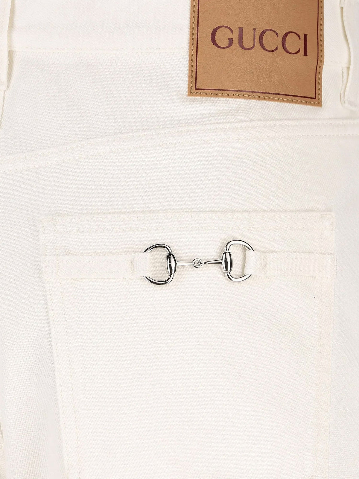 Gucci Denim trousers with metal Horsebit detail on the back - White