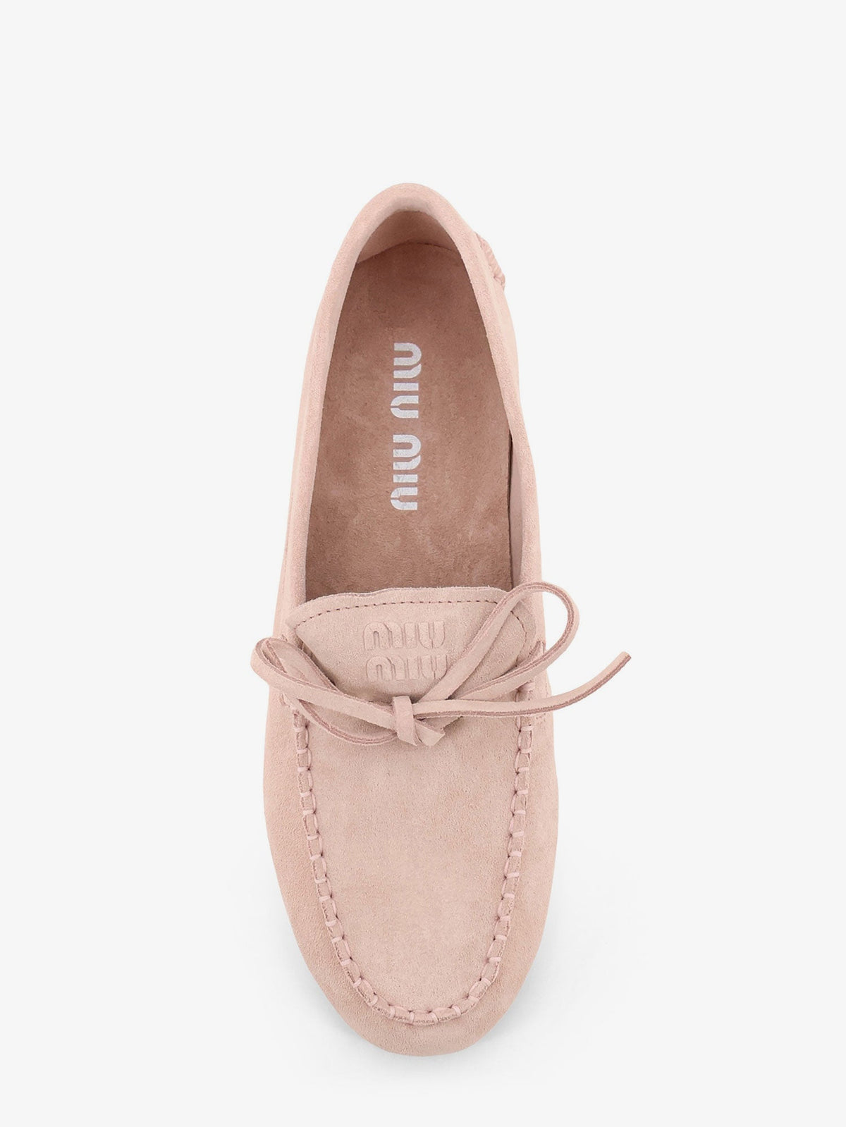 Miu Miu Suede loafer with frontal logo - Pesco