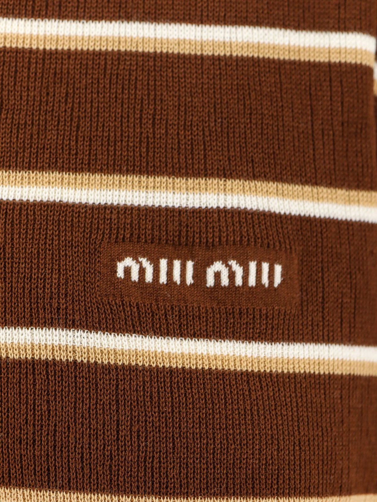 Miu Miu Striped cotton polo shirt - Cacao