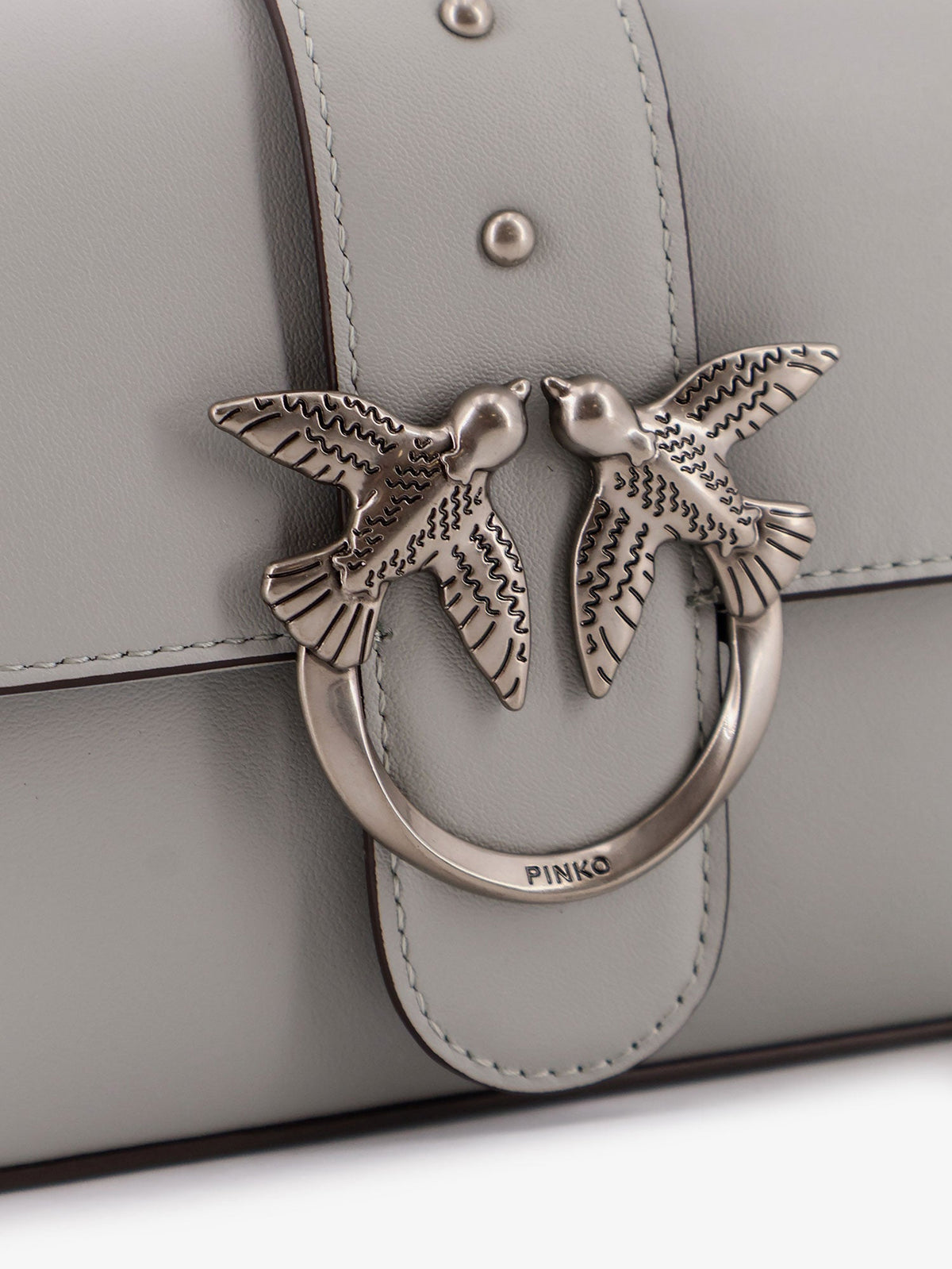Pinko Mini Love Bag leather crossbody bag - Grigio