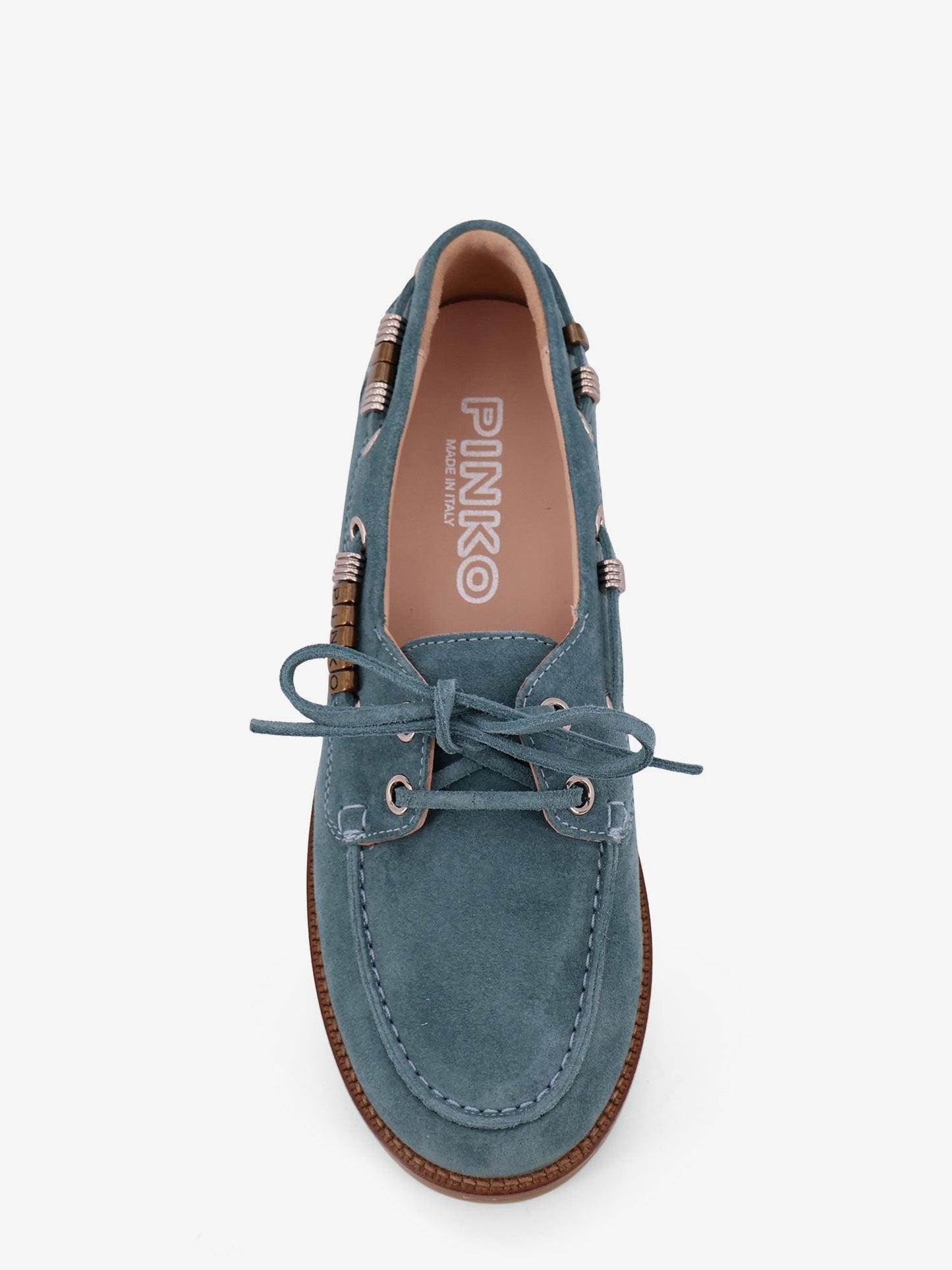 Pinko Grace Suede Loafers With Metal Lettering Logo