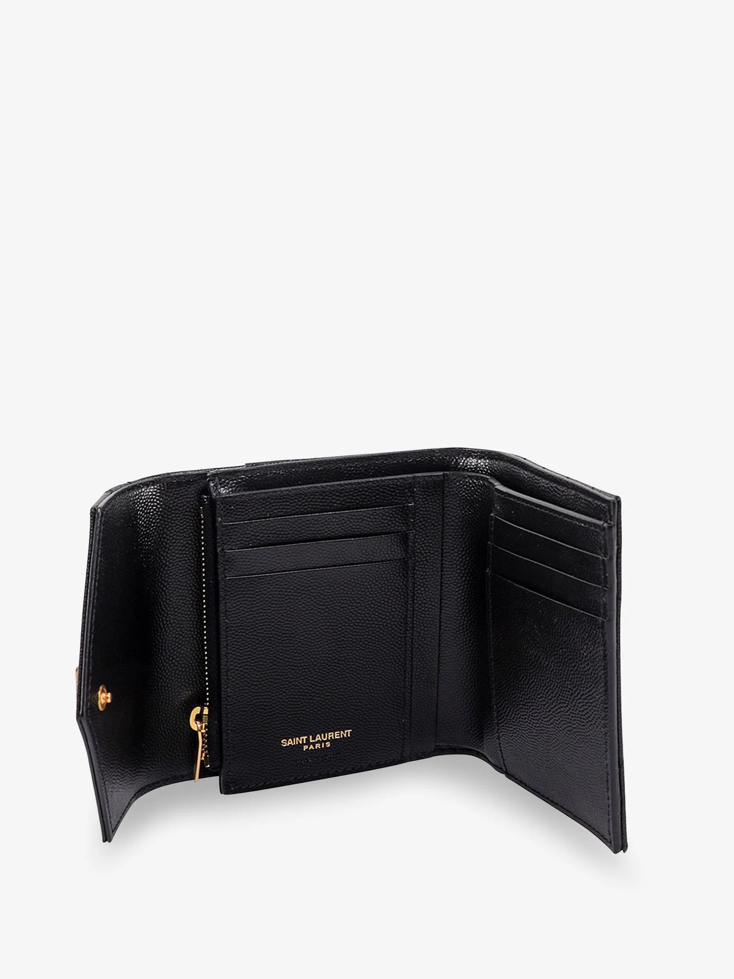 Saint Laurent Leather Wallet With Cassandre Logo On The Front