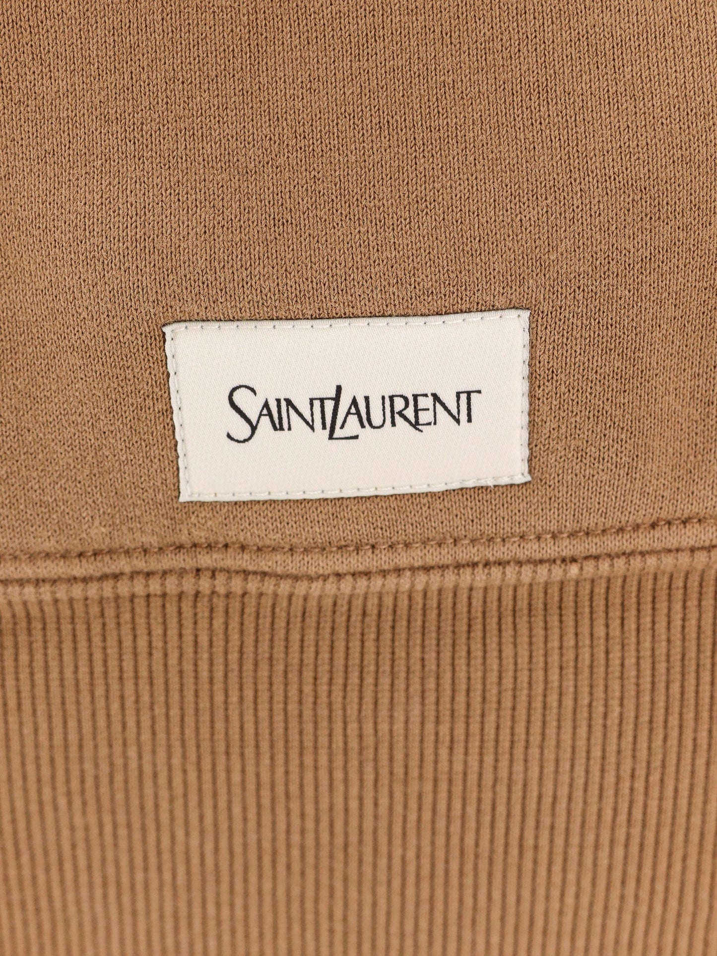 Saint Laurent Certified cotton sweatshirt with logoed label - Marrone