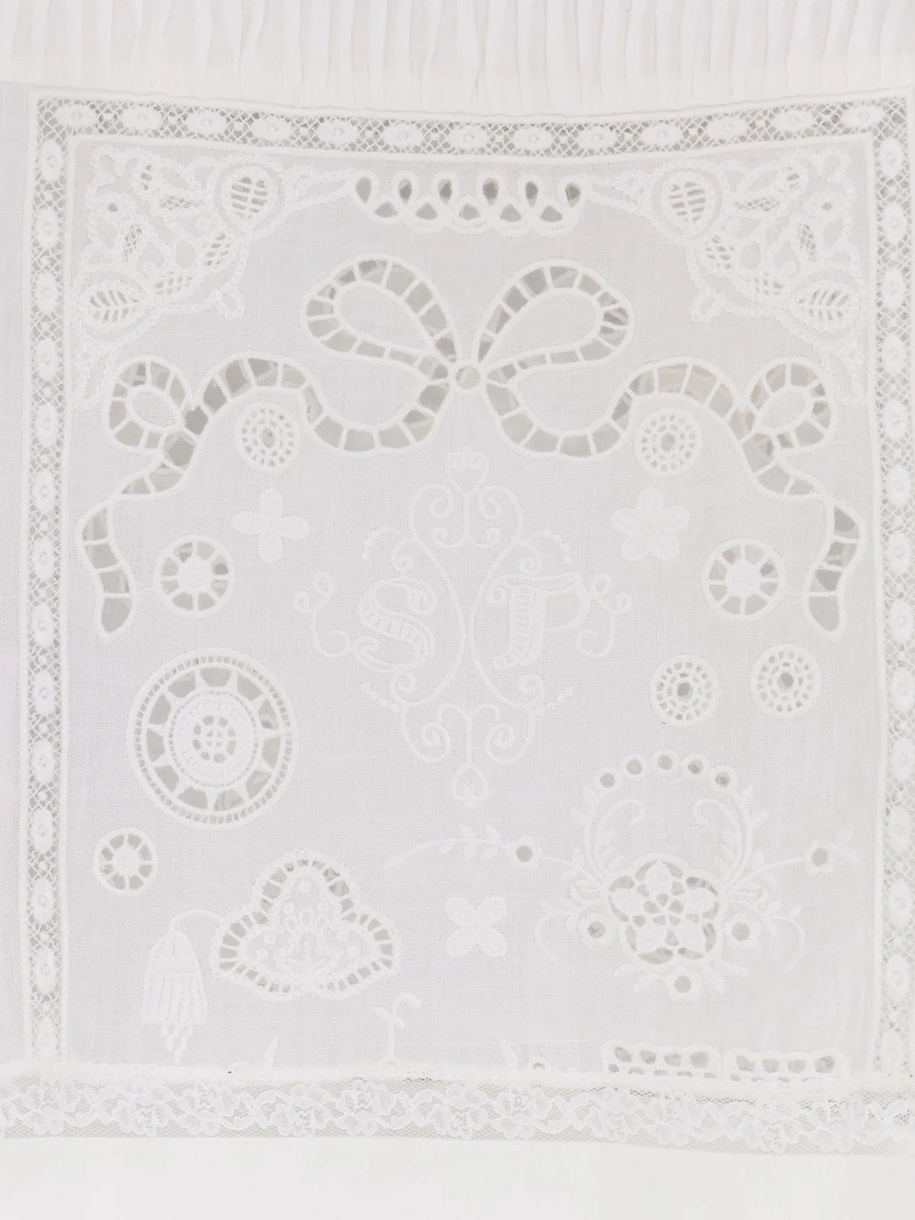 Self Portrait Ramie Top With Lace Inserts