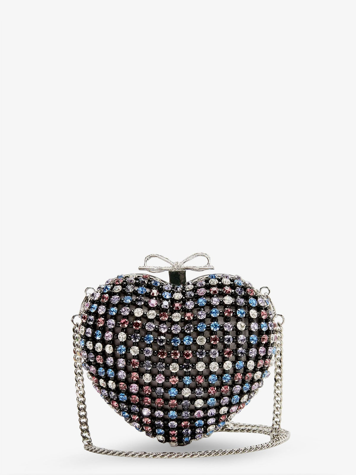 Self Portrait Crystal heart clutch bag - Multi Coloured