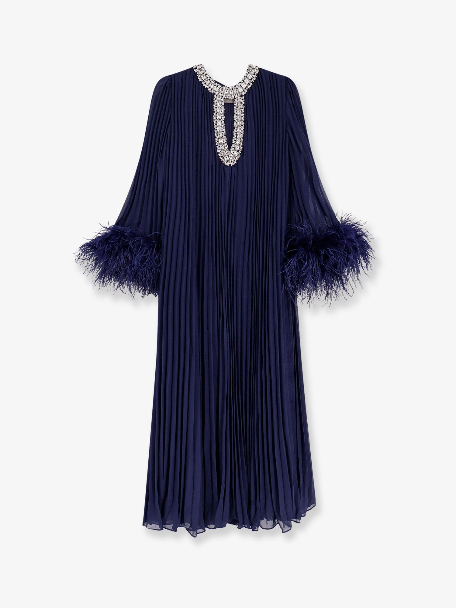 SELF PORTRAIT Chiffon long dress with ostrich feathers – Modishus