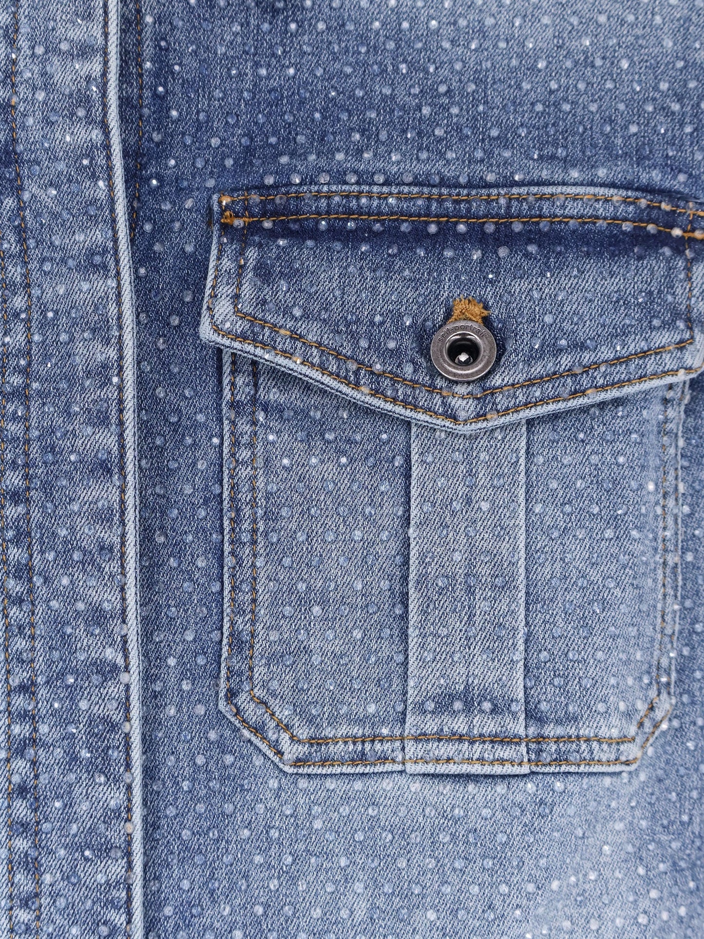 Self Portrait Denim jumpsuit with rhinestones - Blue
