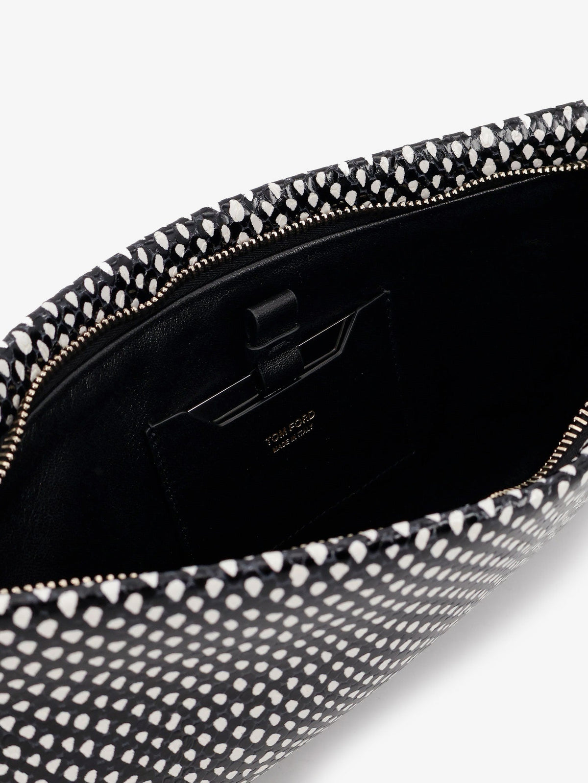 Tom Ford Aura leather clutch bag with snake motif - Blackwhite