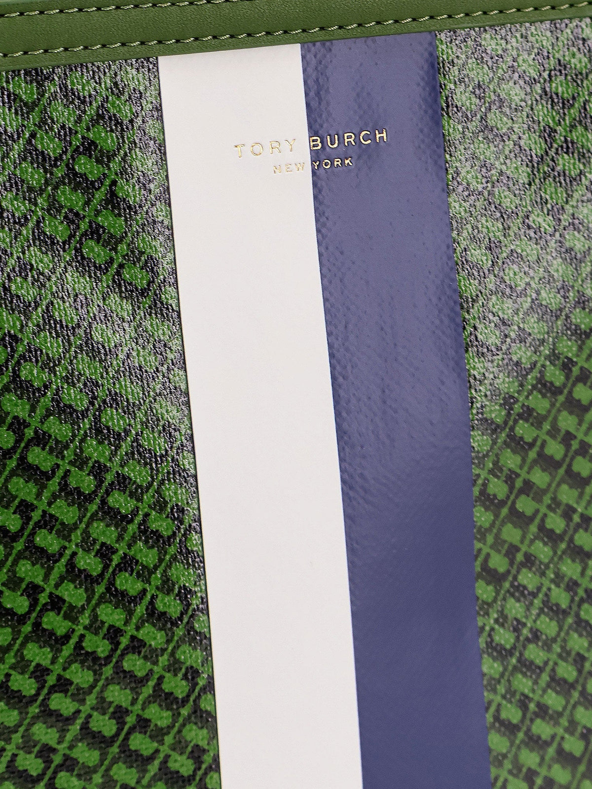 Tory Burch Coated canvas The Racer Tote shoulder bag with all-over logo - Green