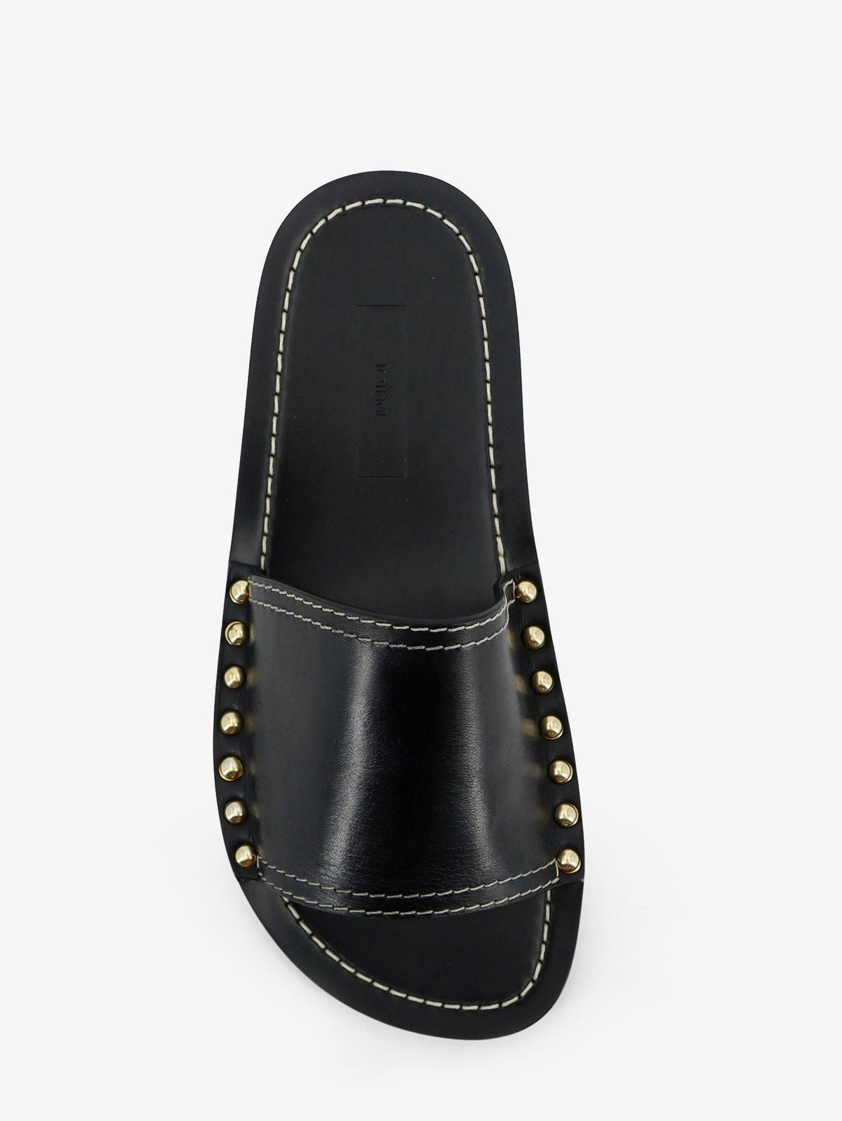 Toteme Low leather sandals with metal studs on the sides - Black