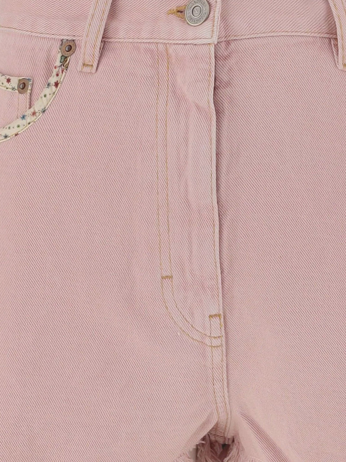 Valentino Denim shorts with frayed edges - Old Rose