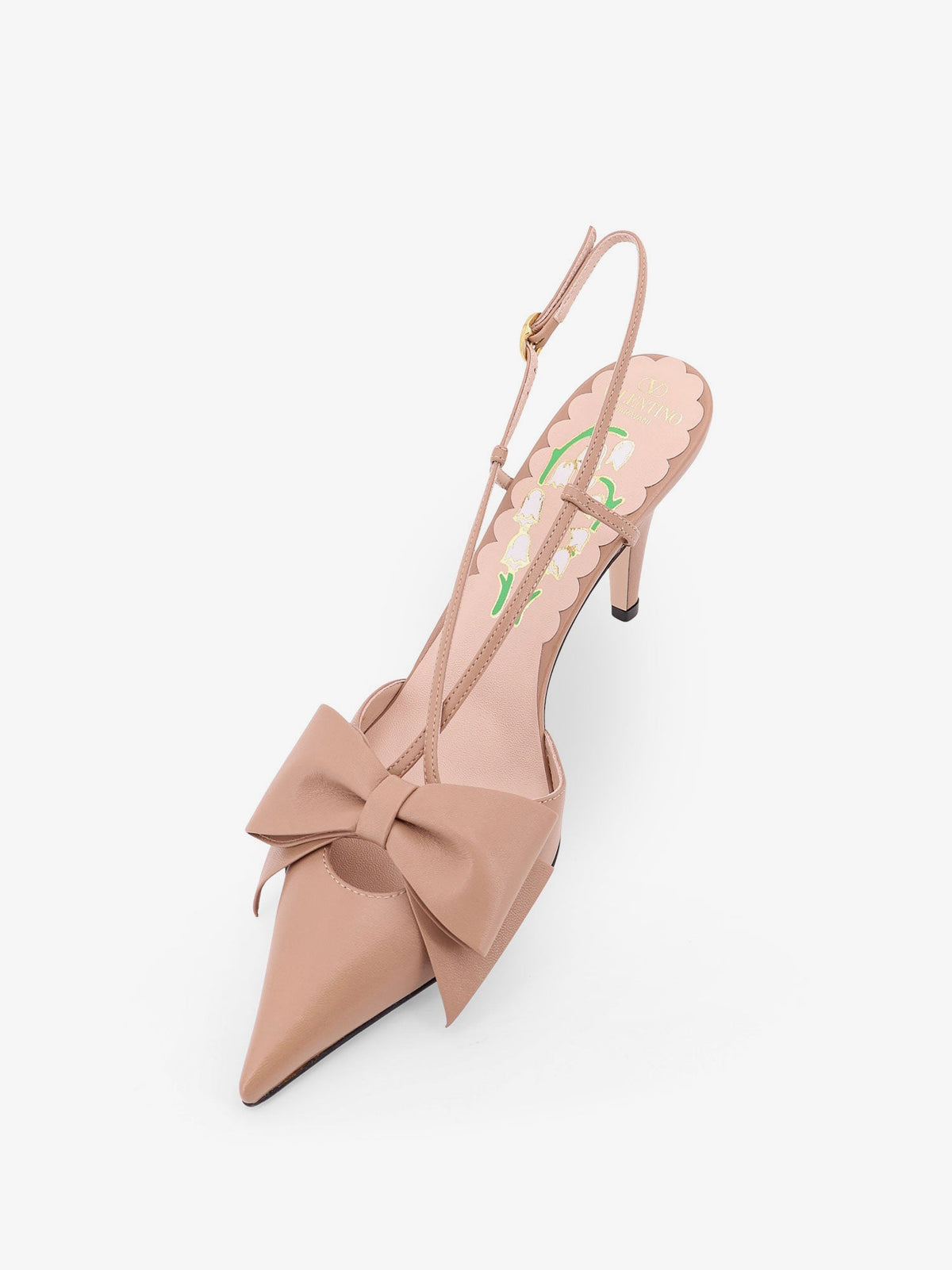 Valentino Garavani Bowow leather decolleté slingback - Rose Cannelle