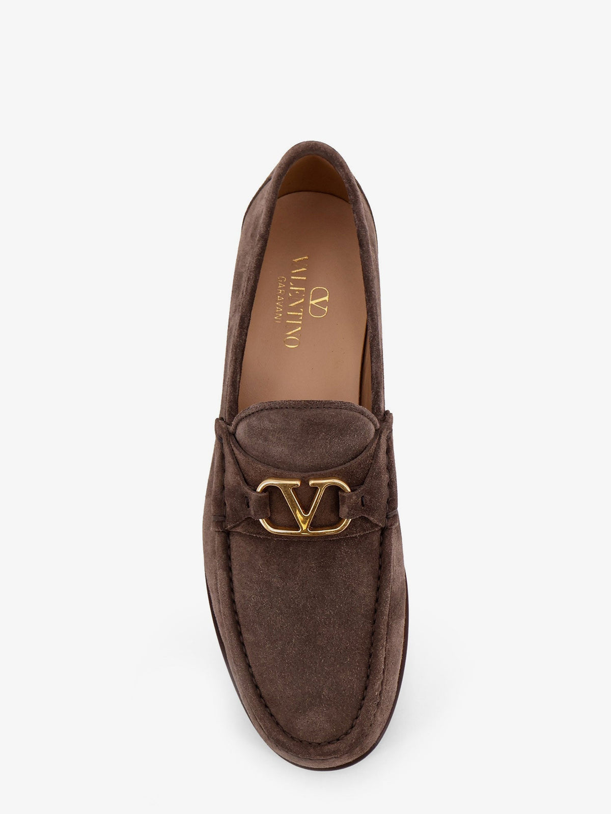 Valentino Garavani Suede loafers with metal VLogo Signature - Shadow Grey