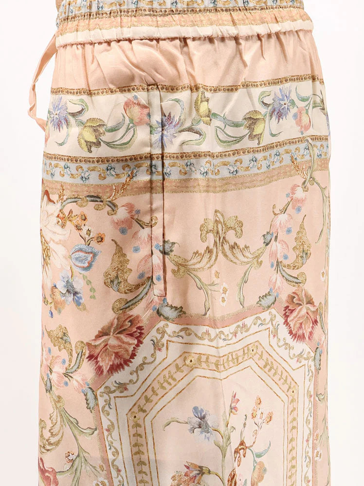 ZIMMERMANN - Roselight Silk Trousers with Pink Tapestry Floral Print