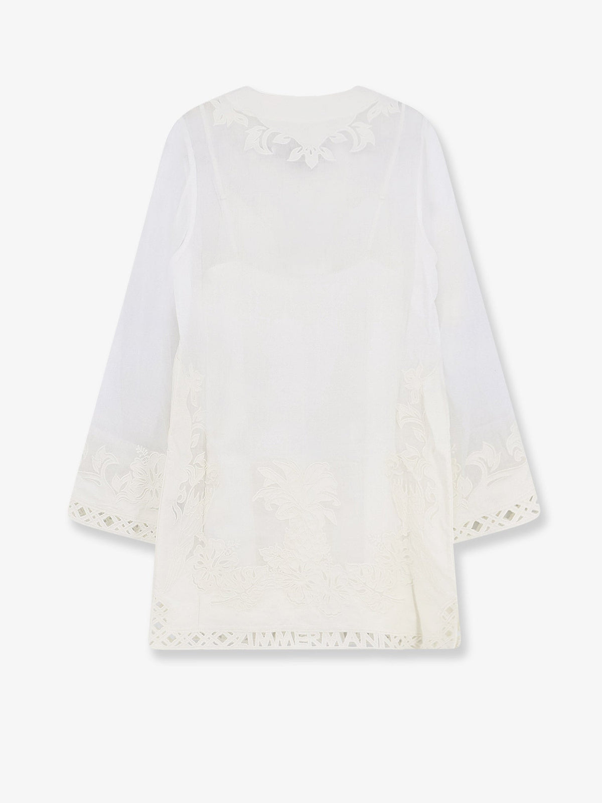 Zimmermann Indra ramie long dress with all-over embroidery - Ivory