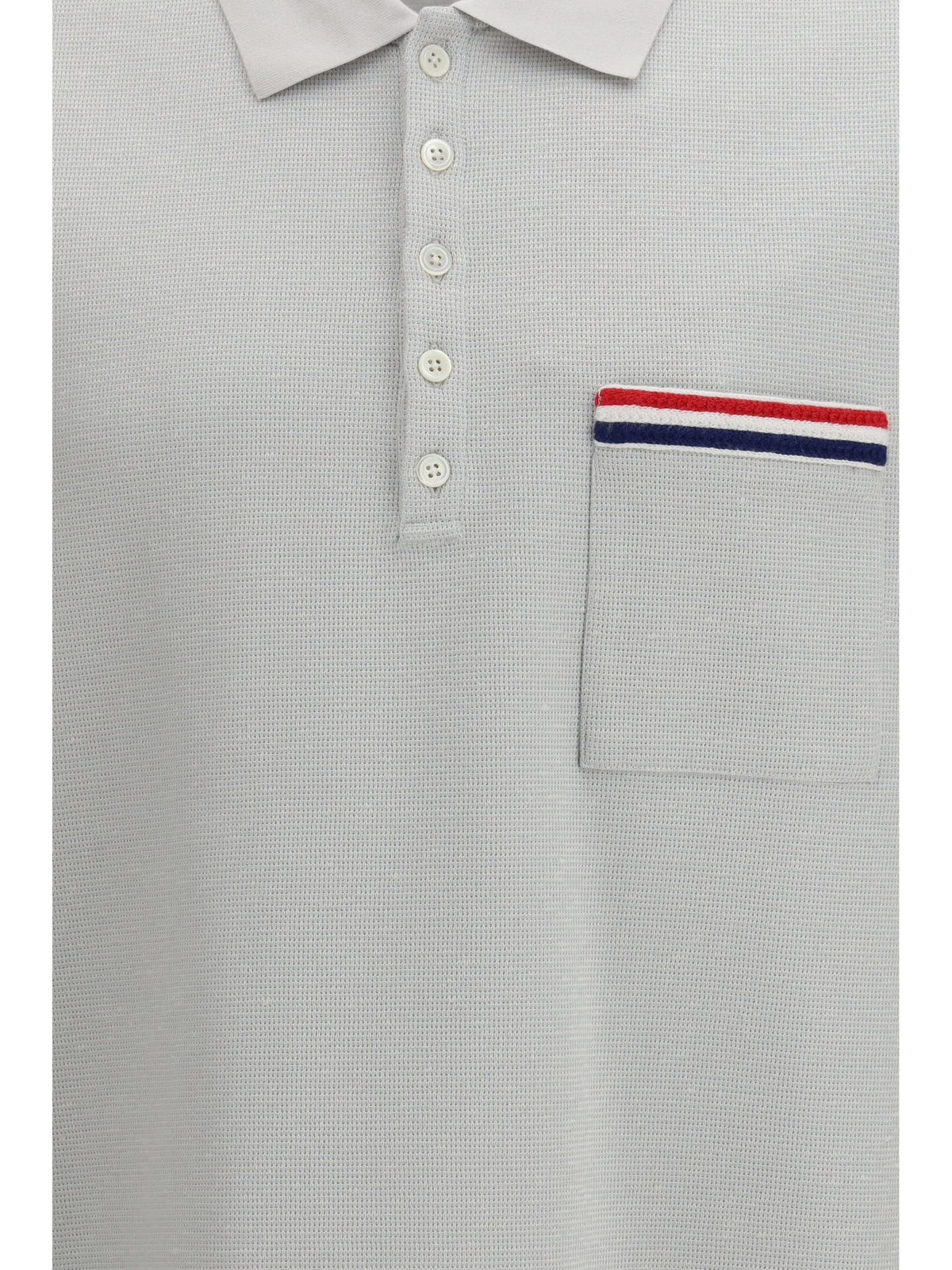 Thom Browne Short-sleeve Polo with chest pocket - Pale Grey