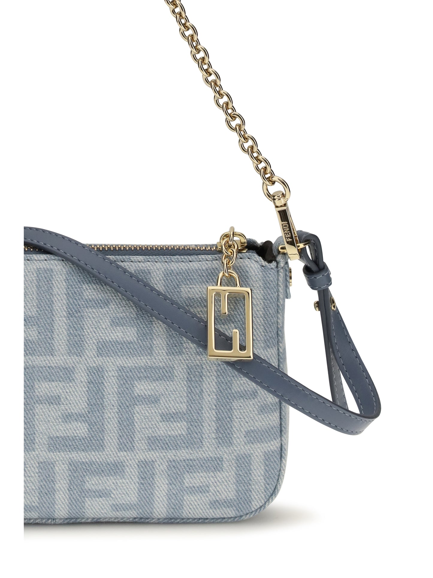 FENDI Denim Baguette Clutch