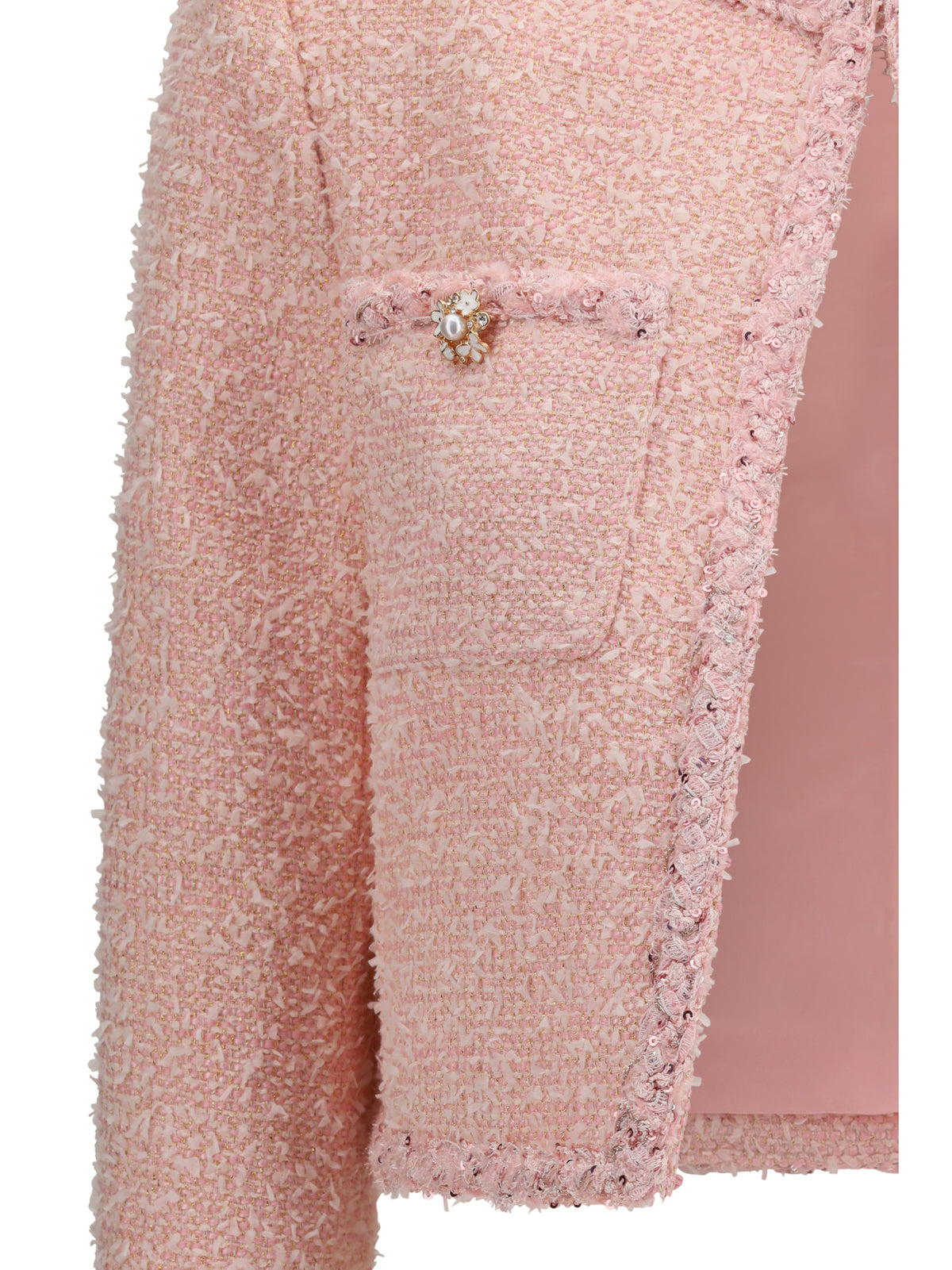 Self-Portrait Bouclé Jacket - Pink