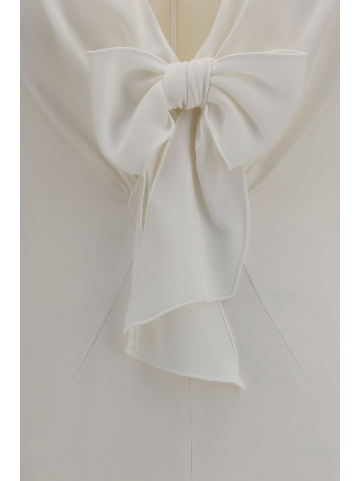 Alessandra Rich V-neck Dress with bow - White