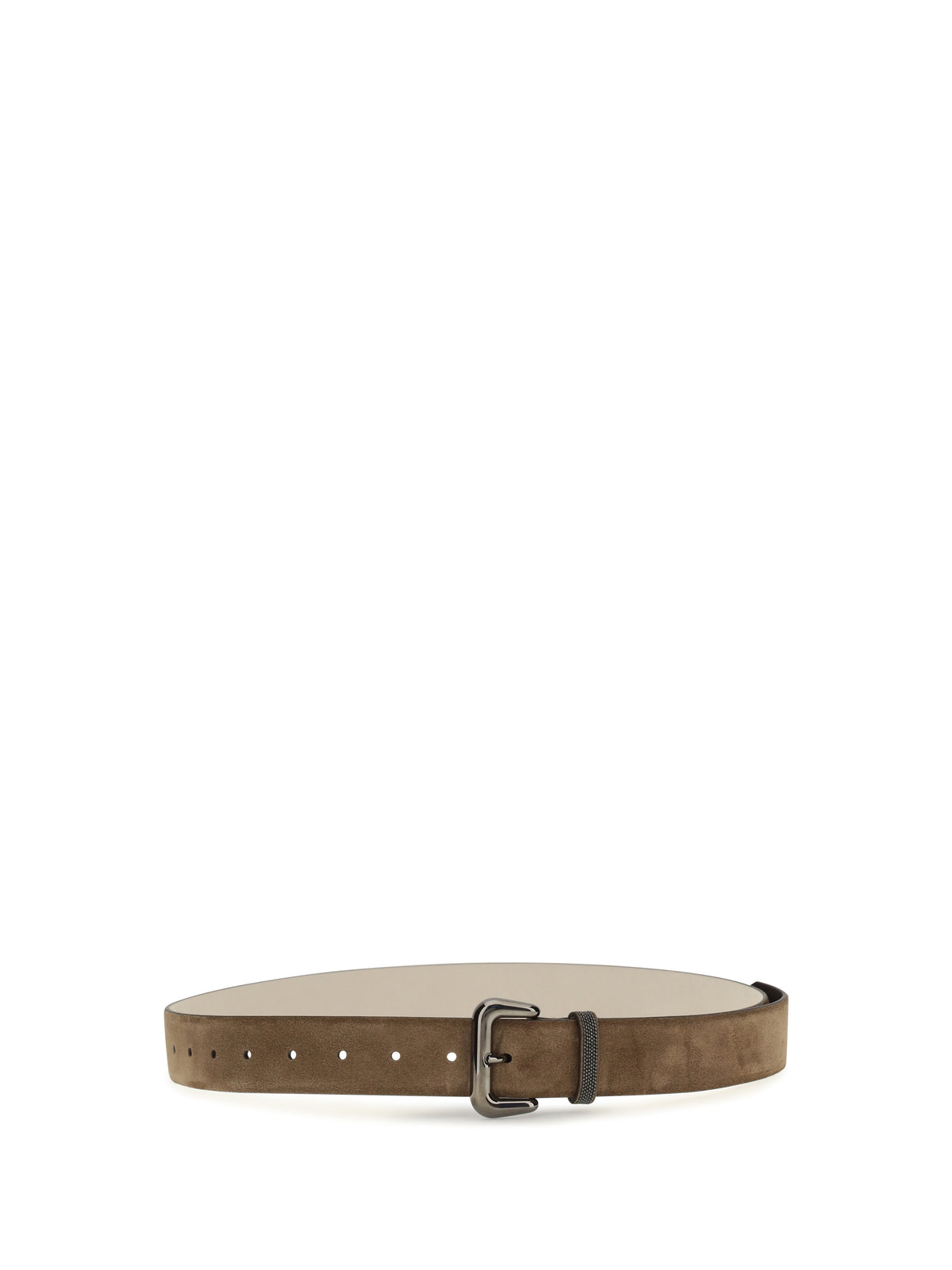 Brunello Cucinelli Suede Belt with jewelry detail - Caramello
