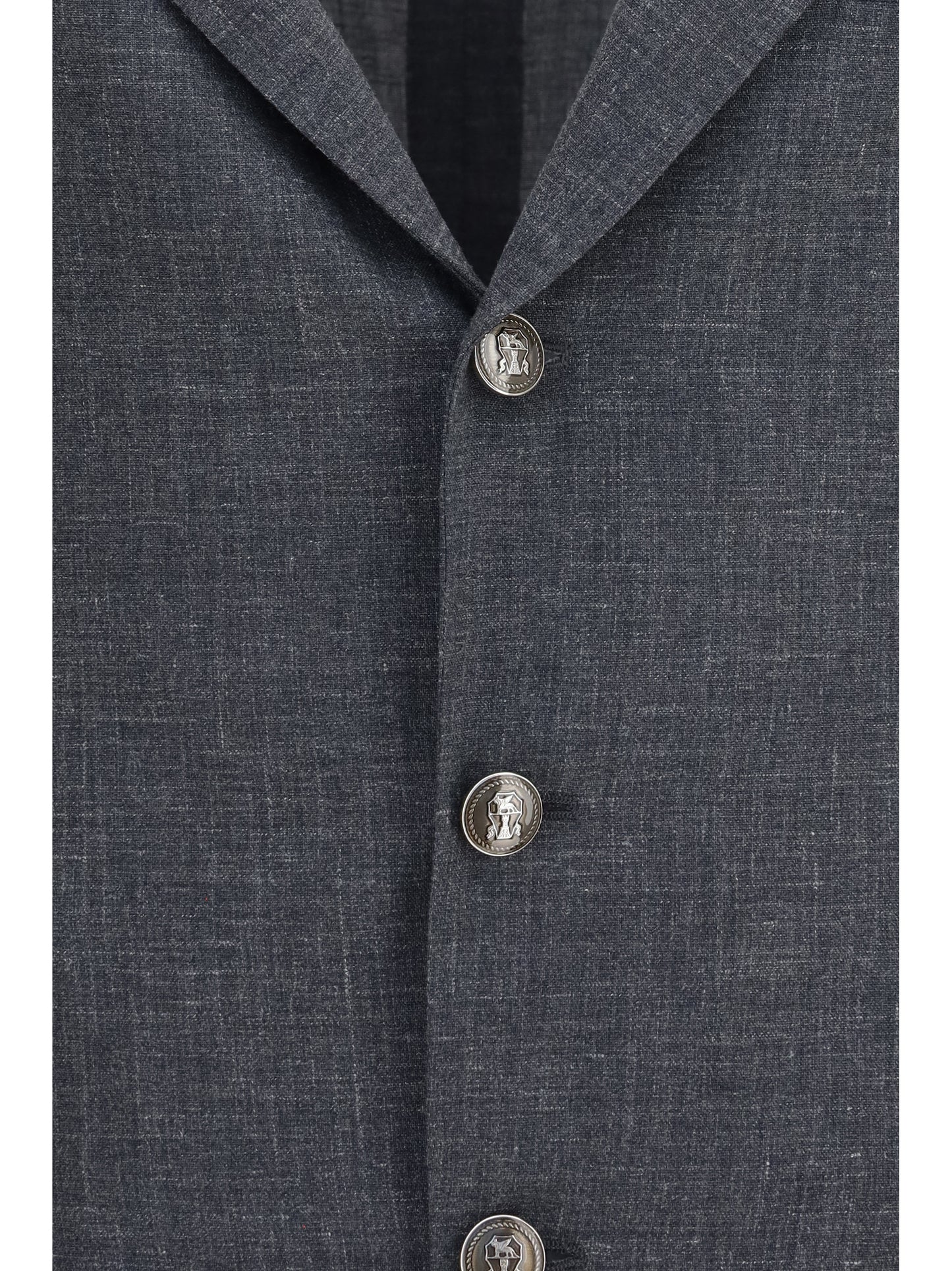 BRUNELLO CUCINELLI Deconstructed Jacket in flame-textured wool, silk, and linen