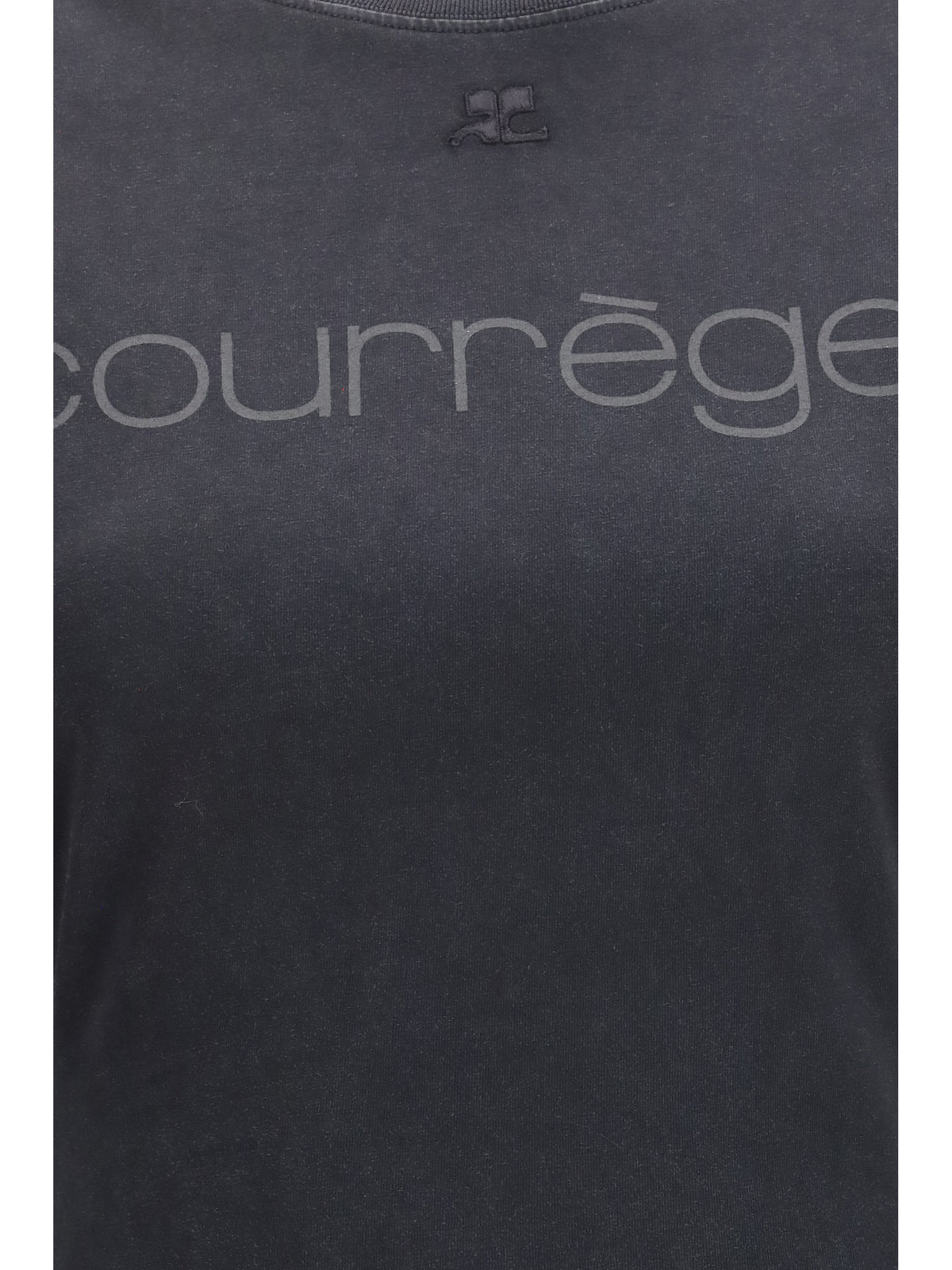 Courrèges Logo print double sleeves T-shirt - Stonewashed Grey/Black