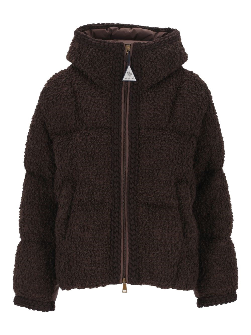 Moncler "Cristallin" Short Jacket With Hood. - Brown