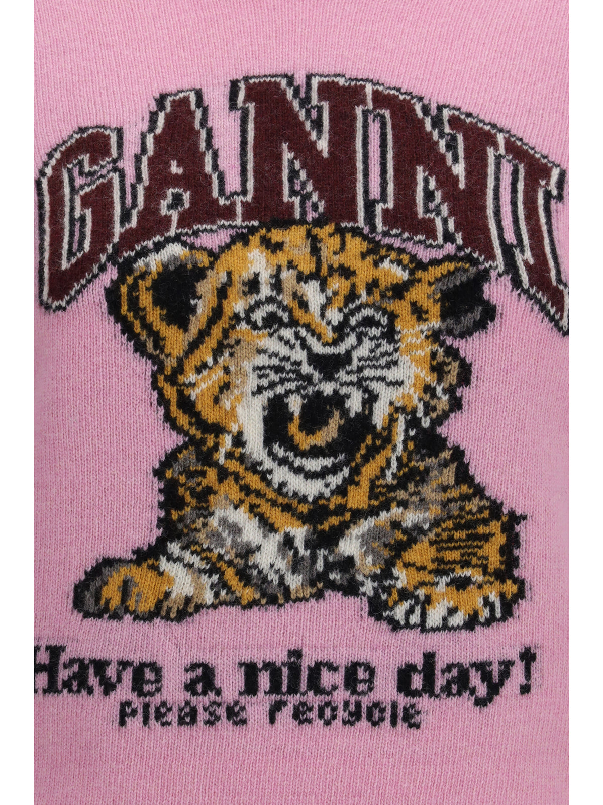 Ganni Wool graphic Sweater - Chalk Pink