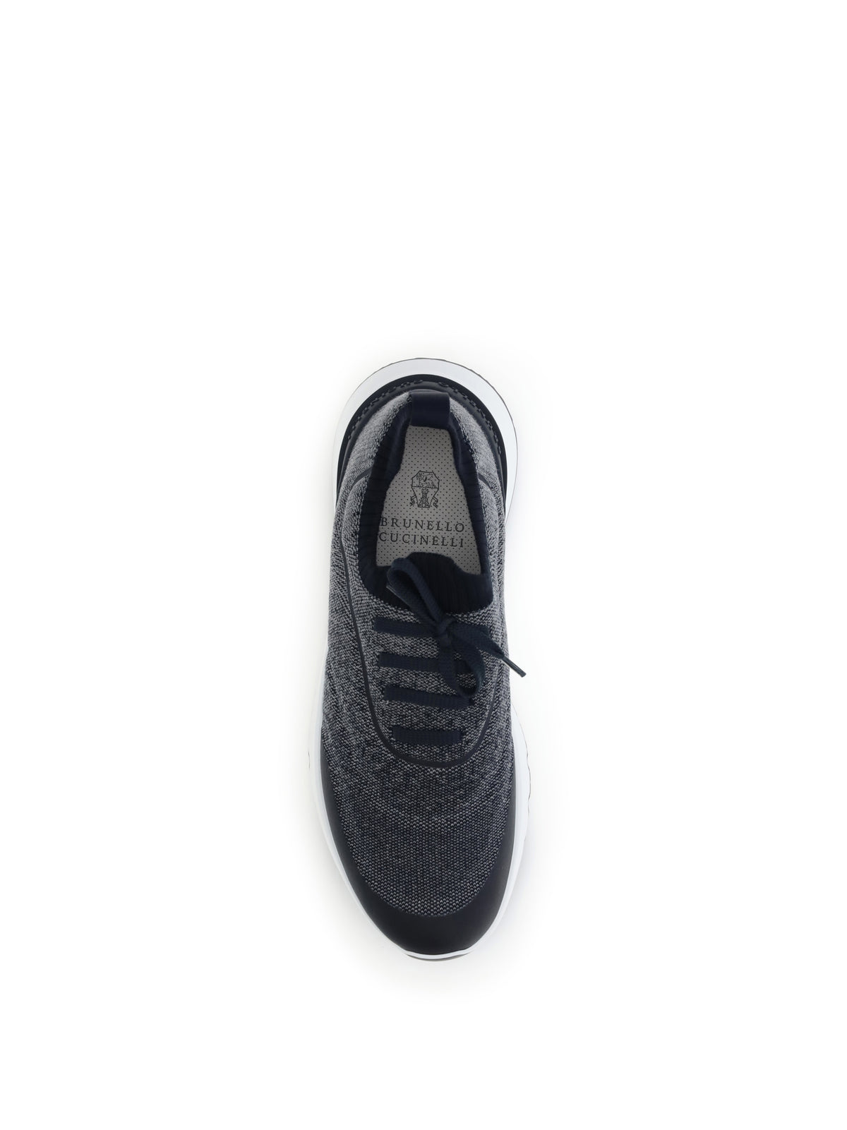 Brunello Cucinelli Techno cotton knit Sneakers runners - Blue+Coke+Navy+Bianco/Grey/Blue