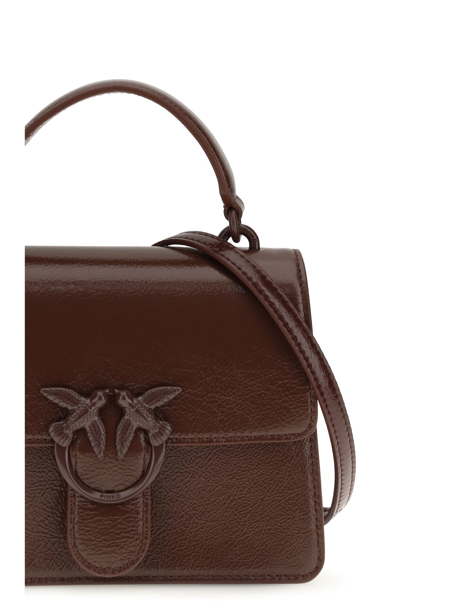 PINKO Shiny leather Love One Top mini Handbag