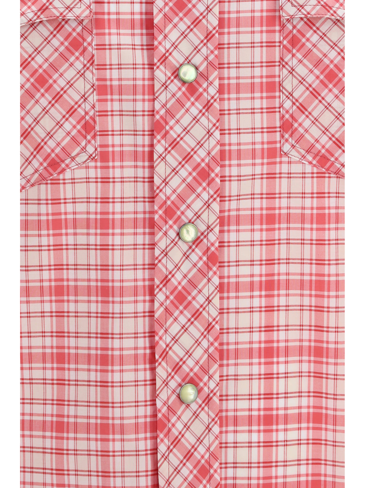 Versace Slim checked cotton poplin Shirt - Red+White+Ciclamino