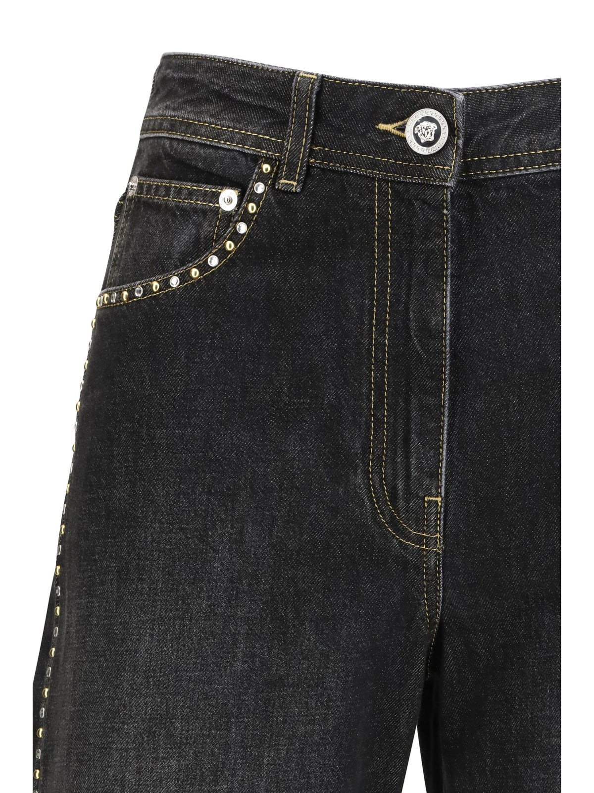 Versace Straight Jeans with studs - Black