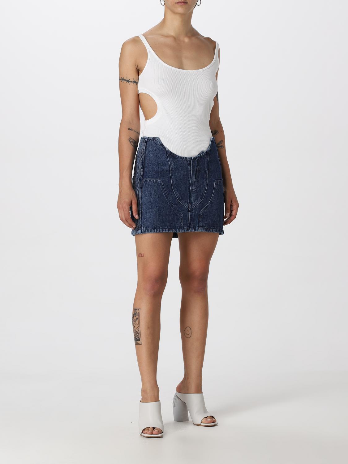 Off White Skirt Woman Blue