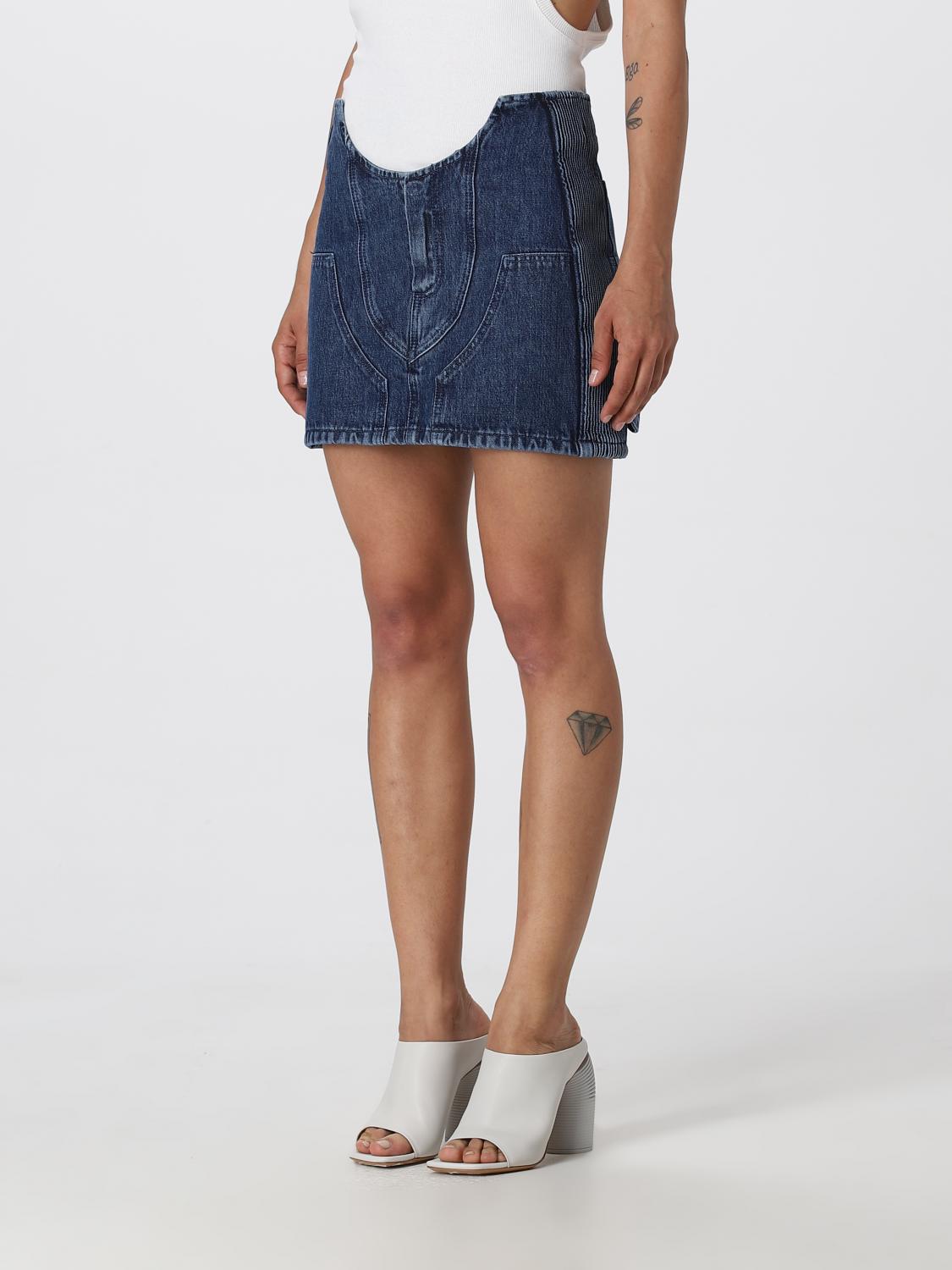 Off White Skirt Woman Blue