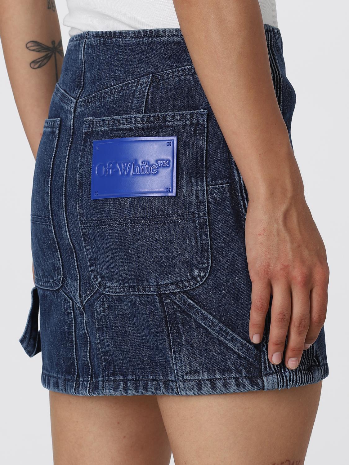 Off White Skirt Woman Blue